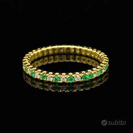 VERETTA GIRODITO ORO 18KT DIAMANTI 0.47CT SMERALDI