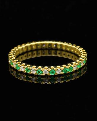 VERETTA GIRODITO ORO 18KT DIAMANTI 0.47CT SMERALDI