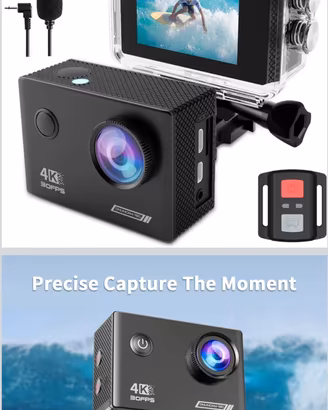 Action Cam 4K 30 FPS impermeabile telecomando 
