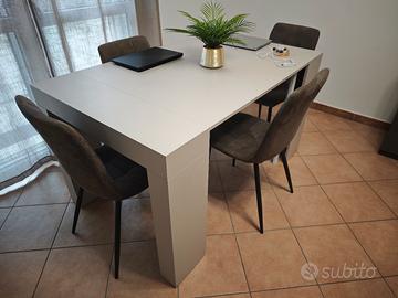 TAVOLO CONSOLLE ALLUNGABILE 10 POSTI GRIGIO PERLA