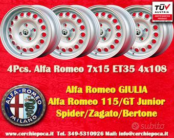 4 pz. cerchi Alfa Romeo GTA 7x15 ET35 105 Berlina