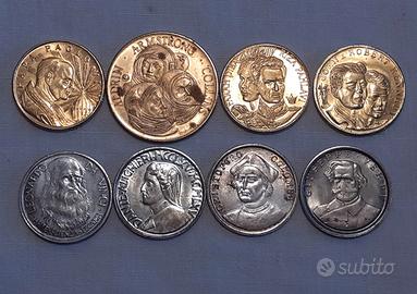 8 monete commemorative personaggi storici