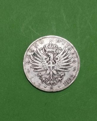 moneta antica in argento 1 Lira del 1902