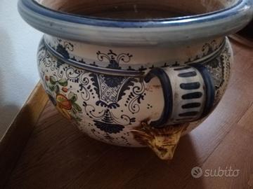 Portavaso grande dipinto manifattura umbra