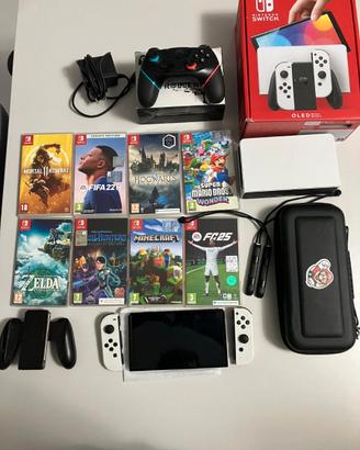 nintendo switch oled bianca + giochi e accessori