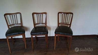 Nr 3 sedie con seduta in pelle