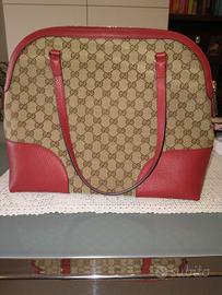 Borsa Gucci Bree in tela GG - pelle rossa