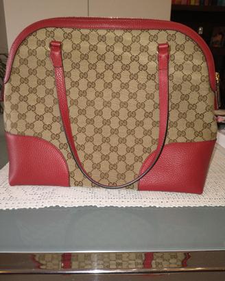 Borsa Gucci Bree in tela GG - pelle rossa