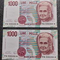 1.000 Lire Montessori 1990 Serie apertura. 2 pezzi