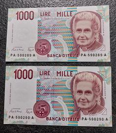 1.000 Lire Montessori 1990 Serie apertura. 2 pezzi