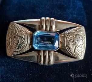 Antica spilla Art Decò con pietra simil – zaffiro