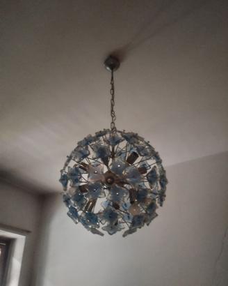 Lampadario vintage anni ’60/’70 a sfera in vetro