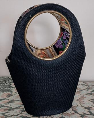 Borsa donna Vintage anni 50 / 60 - Rafia - Manici 