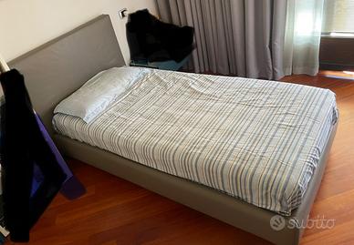 Letto singolo con contenitore in ecopelle