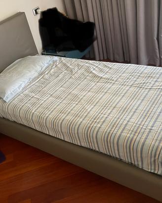 Letto singolo con contenitore in ecopelle