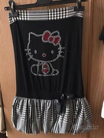 Vestito Hello Kitty nero e quadretti