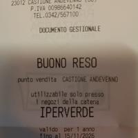 Buono reso Iper Verde