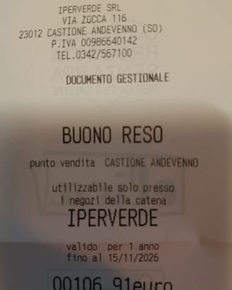 Buono reso Iper Verde