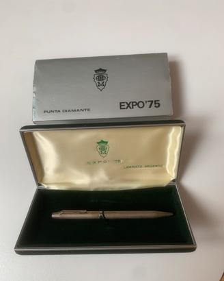 Penna laminata argento EXPO 75 con timbro