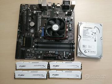 Scheda madre con CPU AMD A8 + RAM + HD con W11