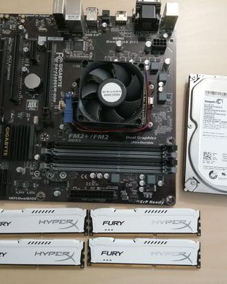 Scheda madre con CPU AMD A8 + RAM + HD con W11
