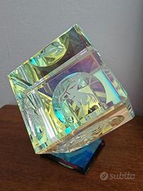 Scultura Mc3 millenium cube in cristallo ottico