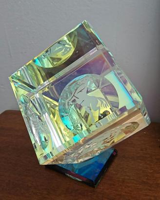 Scultura Mc3 millenium cube in cristallo ottico