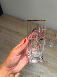 Set 5 Bicchieri Vintage con Motivo Floreale e Filo