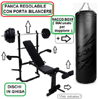 Panca + Accessori + Sacco Boxe con Staffa parete -