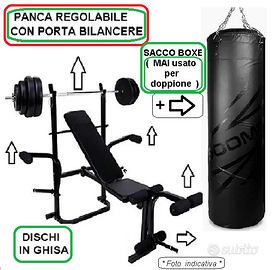 Panca + Accessori + Sacco Boxe con Staffa parete -