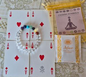 braccialetto in quarzo ialino con pietre 7 chakra 