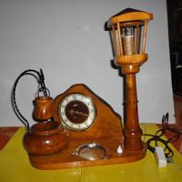 Soprammobile vintage legno con Orologio Kaiser