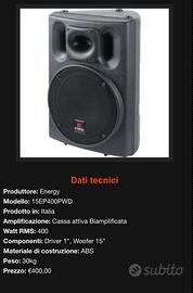2 Casse amplificate e supporti
