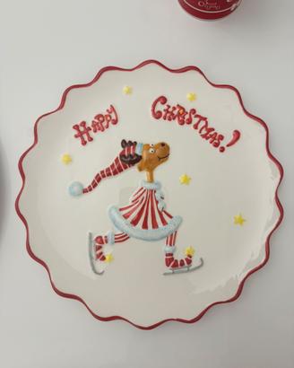 Piatto natalizio Happy Christmas con renna