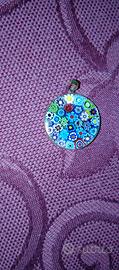 Ciondolo/Pendente millefiori in vetro di Murano