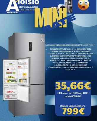 FRIGORIFERO LG GBB566PZHMN COMBINATO L70 NOFROST