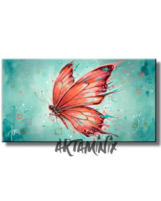 Quadro salotto moderno dipinto a mano  farfalla