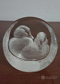 Scultura fermacarte in cristallo, vintage, firmata