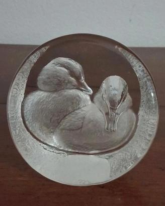 Scultura fermacarte in cristallo, vintage, firmata