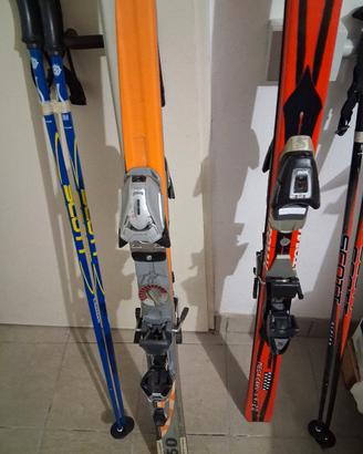 coppia di sci con bastoni