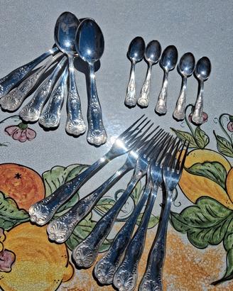 set di posate antiche in lamina d'argento 800
