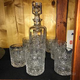 Set Whisky Cristallo Lavorato a Mano Bott + 6 Bicc