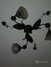 Trio di lampadari in ferro battuto