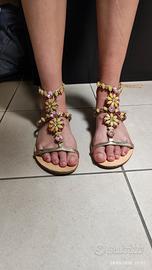 Sandalo gioiello da donna n.39 , oro con pietre 