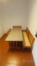 Tavolo rettangolare rovere  con panche