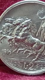 2 Lire in (QUADRIGA BRIOSA) del 1916 in ECCELSA A