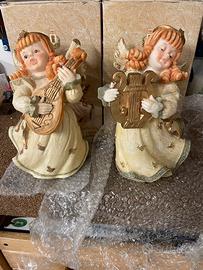 2 angeli statue con arpa