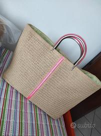 Borsa paglia Lancetti Via Condotti 40x30cm