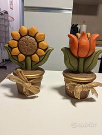 Vasetti Thun in ceramica girasole e tulipano