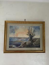 Quadro olio su tela "Tramonto sul mare"